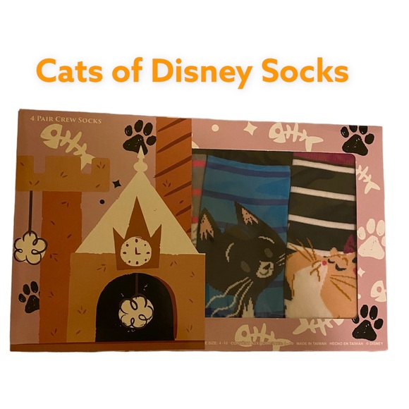 Disney Accessories - $7 with any other item Cats of Disney Socks, New With Tags, set of 4